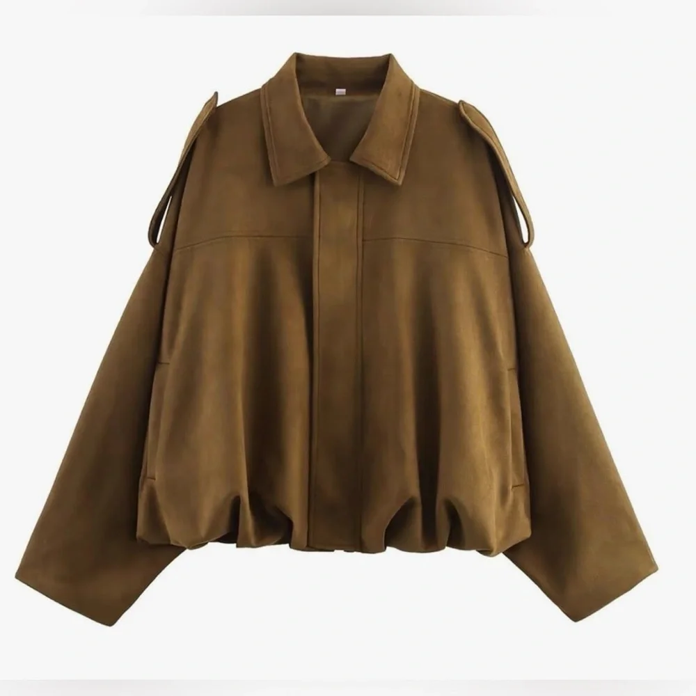 NWT Brown Bomber Jacket - Picture 8 of 11